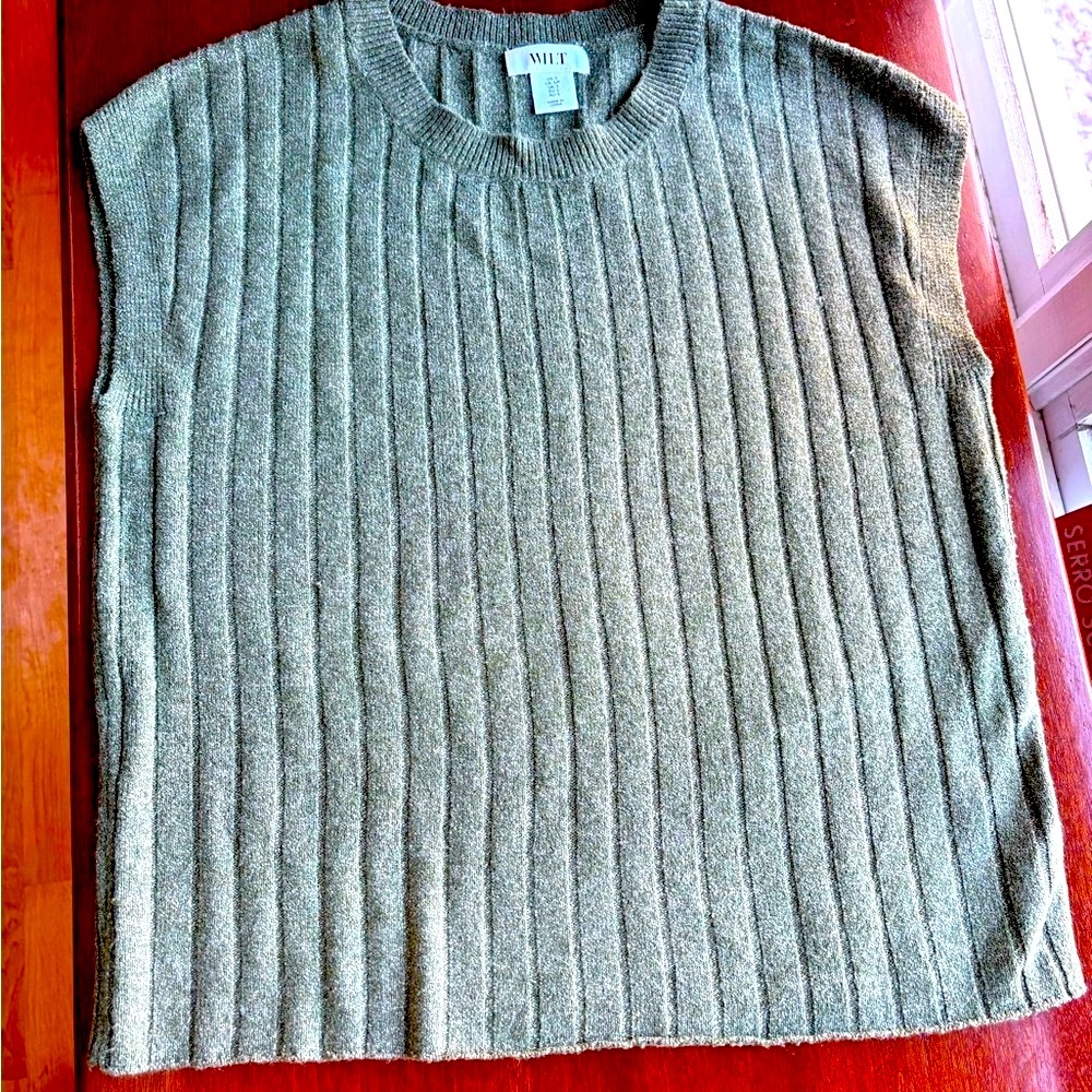 Wilt Sage Ribbed Knit Sleeveless Top - Picture 3 of 5